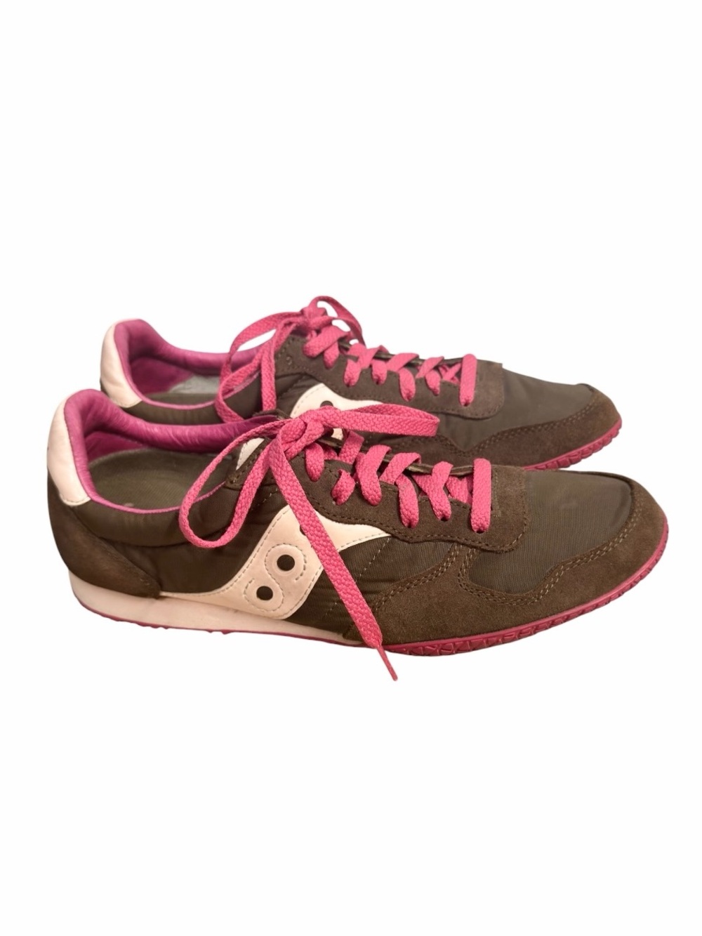 Saucony Bullet Sneakers Women’s 12 Brown Pink Suede Nylon Retro Low Top Running - Picture 3 of 10
